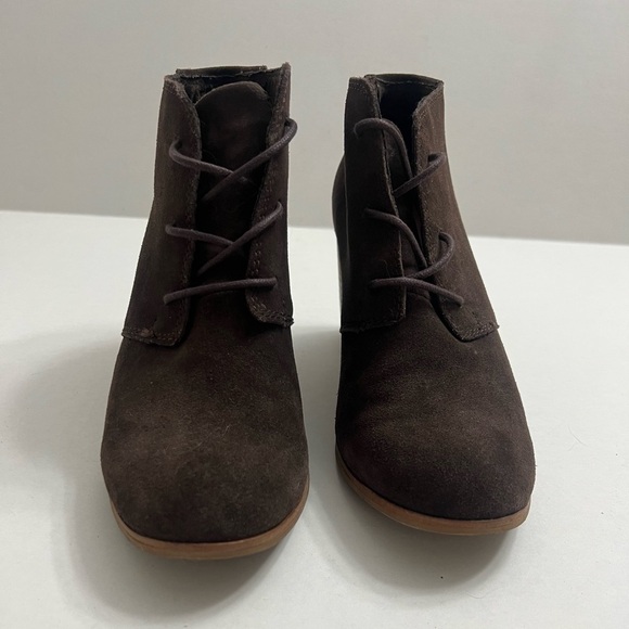 TOMS Lunata Lace Up Bootie in Chocolate Brown Suede - Picture 2 of 9